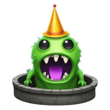sewer monster with a party hat sticker