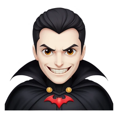 villain with evil grin and black cape sticker