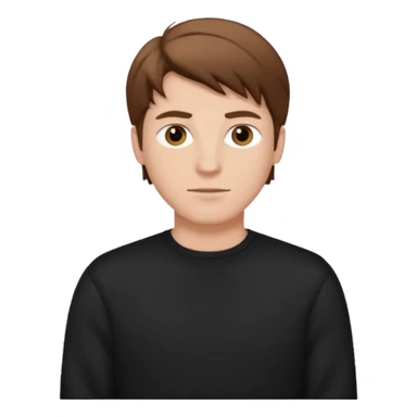 white man black pullover brown styled hair sticker