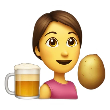 potato drink beer with woman sticker