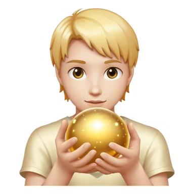 Cinematic realistic golden colored magic ball sparkles in your hands sticker