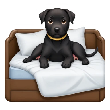 black lab/amstaff dog tugged in bed sticker