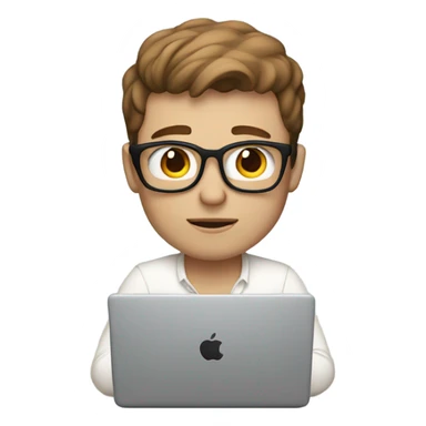 white-skinned male brown hair product designer sitting with macbook sticker