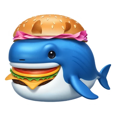 A burger and a whale combined, Telegram emoji style sticker