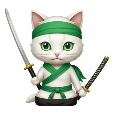 un gato blanco con reeferencia a roroa zoro sticker