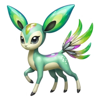 Colorful Shiny Edgy Cool Badass Painted Splashed Exotic Meloetta-Palkia-Virizion-Fakémon-creature-hybrid sticker