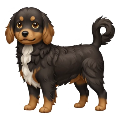 Black medium size mixed cocker shitsu dog, stand like full body dog emoji sticker