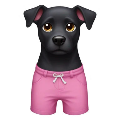 Black dog with cat ears and white snout in a pink shorts sticker