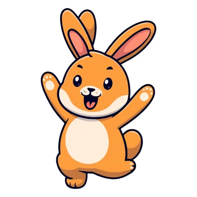 brown bunny stretching arms while yawning sticker