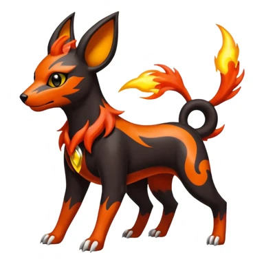 Fiery solarpunky elemental colorful hot will-o-wispy Houndoom-Torracat-Genesect-Pokémon-Fakémon-hybrid-creature sticker