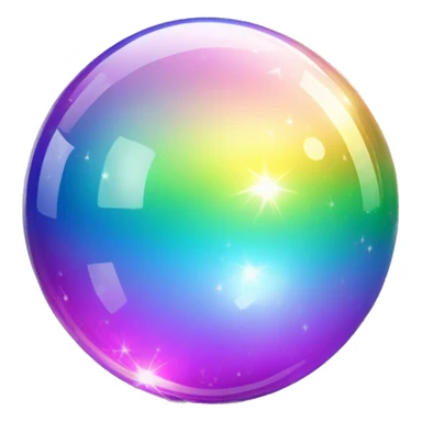 Sparkly iridescent rainbow-gradient crystal-glass orb sphere sticker