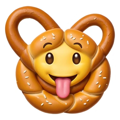 Horny emoji w tongue out eating a pretzel  sticker