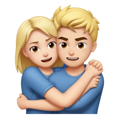 girl and boy hugging the girl is super happy the boy is mad  sticker