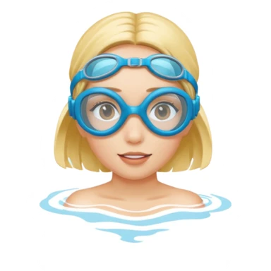 Girl with swim goggles on face sticker
