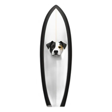 surfboard and black-white amstaff on it sticker