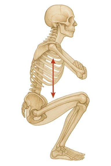 Allineamento visto anatomicamente durante uno squat tra bacino e torace sticker