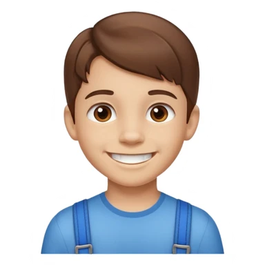 Kid with brown hair smiling with braces sticker