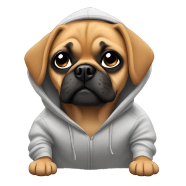 Puggle wearing a hoodie sticker