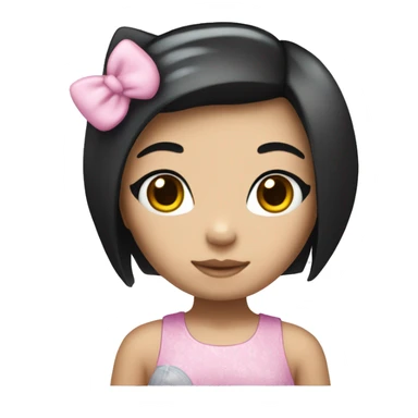 Hello kitty girl with a black straigth hair sticker