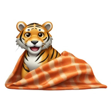 Shivering tiger with blanket sticker