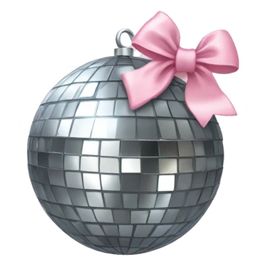 disco ball with a light pink bow on top sticker