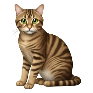 Brown tabby cat with green eyes sitting on a table sticker