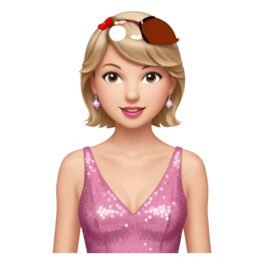Taylor Swift smile in a sparkling pink dress sticker