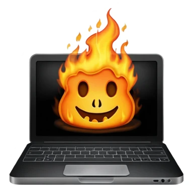 burning laptop sticker