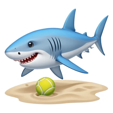 Un tiburón con tenis en una playa sticker