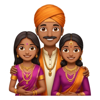 South indian hindu family with a 70 years old father and mother and one 40 years old daughter. They wear a traditional dress. They are smiling. sticker
