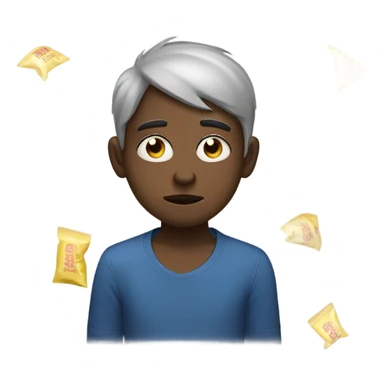 Tired kid with eye bags and a empty chip bag  sticker