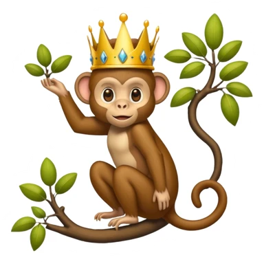 Kral taçlı ağaca çıkmış maymun sticker