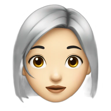 Side eye asian girl face with black hair sticker