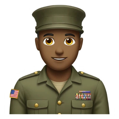Soldier's emoji with greetings, white skin sticker