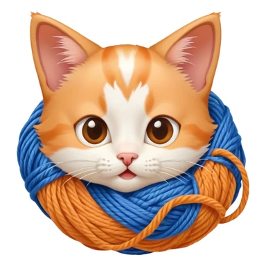Funny kitten tangled in yarn with surprised expression sticker