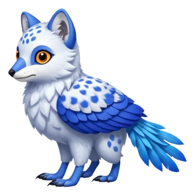 Arctic-Fox-Snow-Leopard-Blue-Tang-Fish-Hyacinth-Macaw-Fakémon-fusion-hybrid-animal-creature, full body sticker