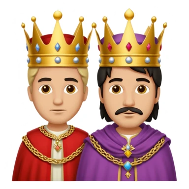 two kings with neutral expressions not too detailed but also not two simpel
they should look alike but with other colored clothing sticker