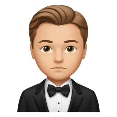 young Leonardo DiCaprio emoji wearing a tuxedo with confident expression sticker