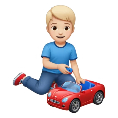 Little boy playing with toy car on the floor sticker