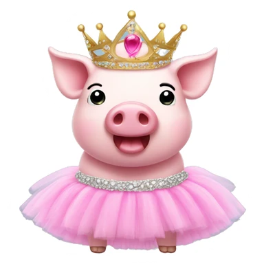 Pink pig in tutu and tiara sticker