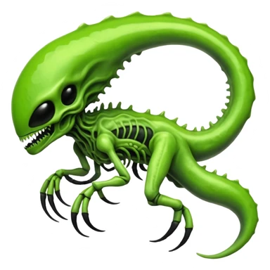 Toxic Chartreuse-Green Slime-Glossed Acid-Patterned Venom-Duskull-Xenomorph-hybrid-creature (full body) sticker