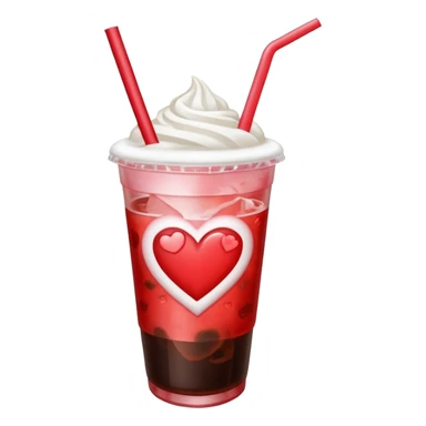 Valentine’s Day themed iced americano with one straw sticker