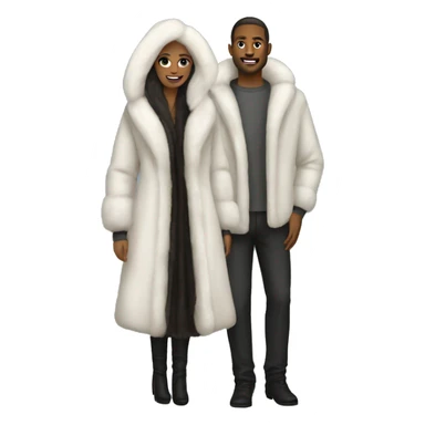 White couple in long fur coats sticker