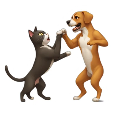 cat fight with dog sticker