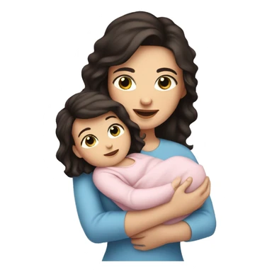 mom holding newborn baby girl with blue eyes and white skin baby dark hair white skin newborn girl pink sticker