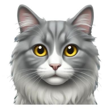 grey tuxedo long haired cat  sticker