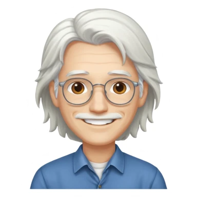 Profesora joven, sonrriente cabello blanco y de pelo largo sin letes con camisa sticker