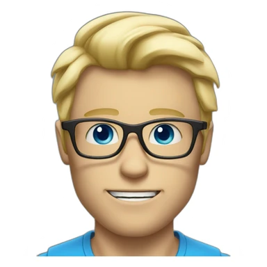 Blond man glasses muscle blue eyes eating big hazelnut sticker