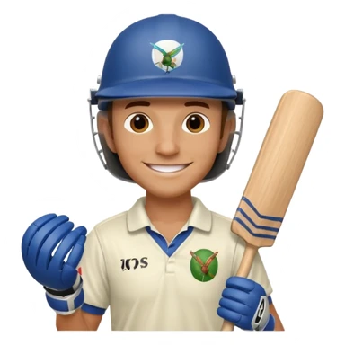 i want a emoji suitable for a logo s well.
it should contain a man holding cricket bat and is wearing all the cricket accessories sticker