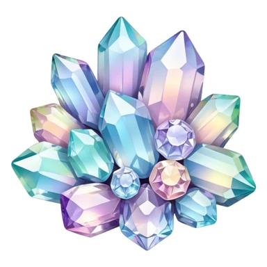 Sparkly glossy Pastel iridescent glass crystal cluster sticker